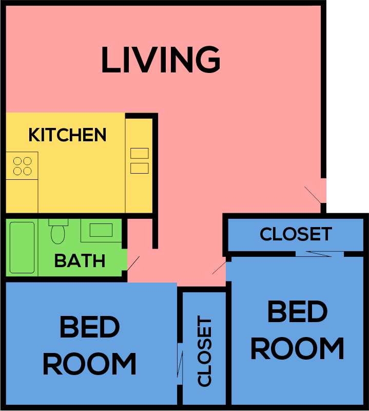 This image is the visual schematic representation of 'Plan B' in Northpointe Apartments.