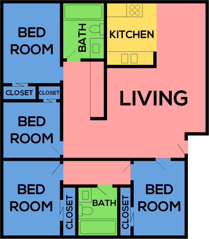 This image is the visual schematic representation of 'Plan E' in Northpointe Apartments.